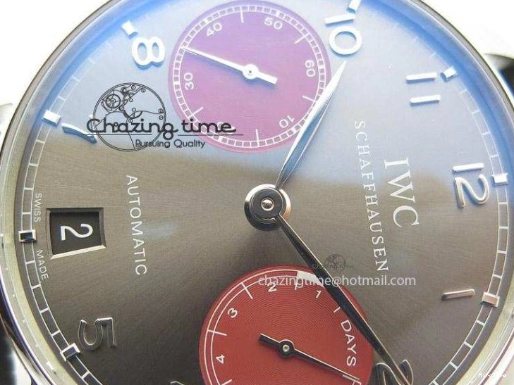 MIROTIME 0120 Portuguese Real PR IW500126 ZF 1:1 Best Edition Grey Red Dial On Black Leather Strap A52010 V Resilient 7333